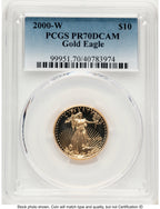 2000-W Proof Gold Eagle 1/4 oz Blue Gradient PCGS PR70