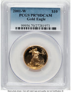 2001-W Proof Gold Eagle 1/4 oz Blue Gradient PCGS PR70