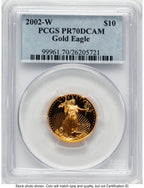 2002-W Proof Gold Eagle 1/4 oz Blue Label PCGS PR70