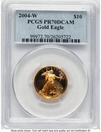 2004-W Proof Gold Eagle 1/4 oz Blue Label PCGS PR70