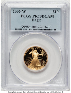 2006-W Proof Gold Eagle 1/4 oz Blue Label PCGS PR70