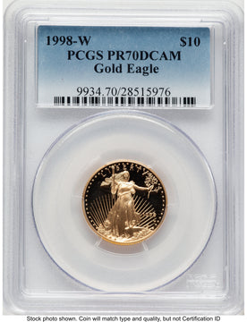 1998-W Proof Gold Eagle 1/4 oz Blue Gradient PCGS PR70