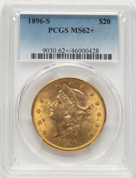 1896-S $20 Liberty Double Eagle PCGS MS62+