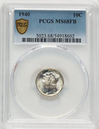 1940 10C FB Mercury Dime PCGS MS68
