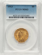 1913 $5 Indian Half Eagle PCGS MS63