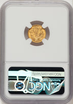 1873 G$1 OPEN 3 Gold Dollar NGC MS63