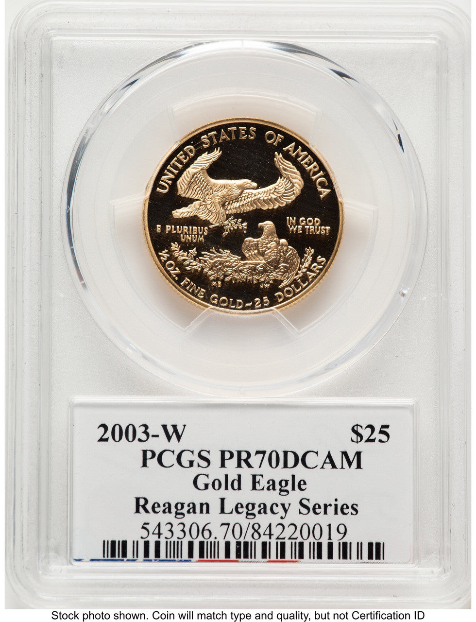 2003-W Proof Gold Eagle 1/2 oz Reagan Legacy Series Michael Reagan PCGS PR70