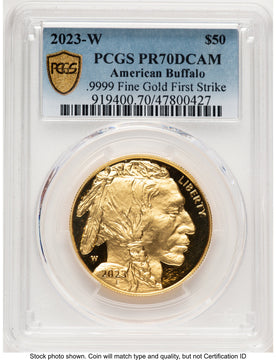 2023-W Proof Gold Buffalo 1 oz FS Blue Gradient PCGS PR70