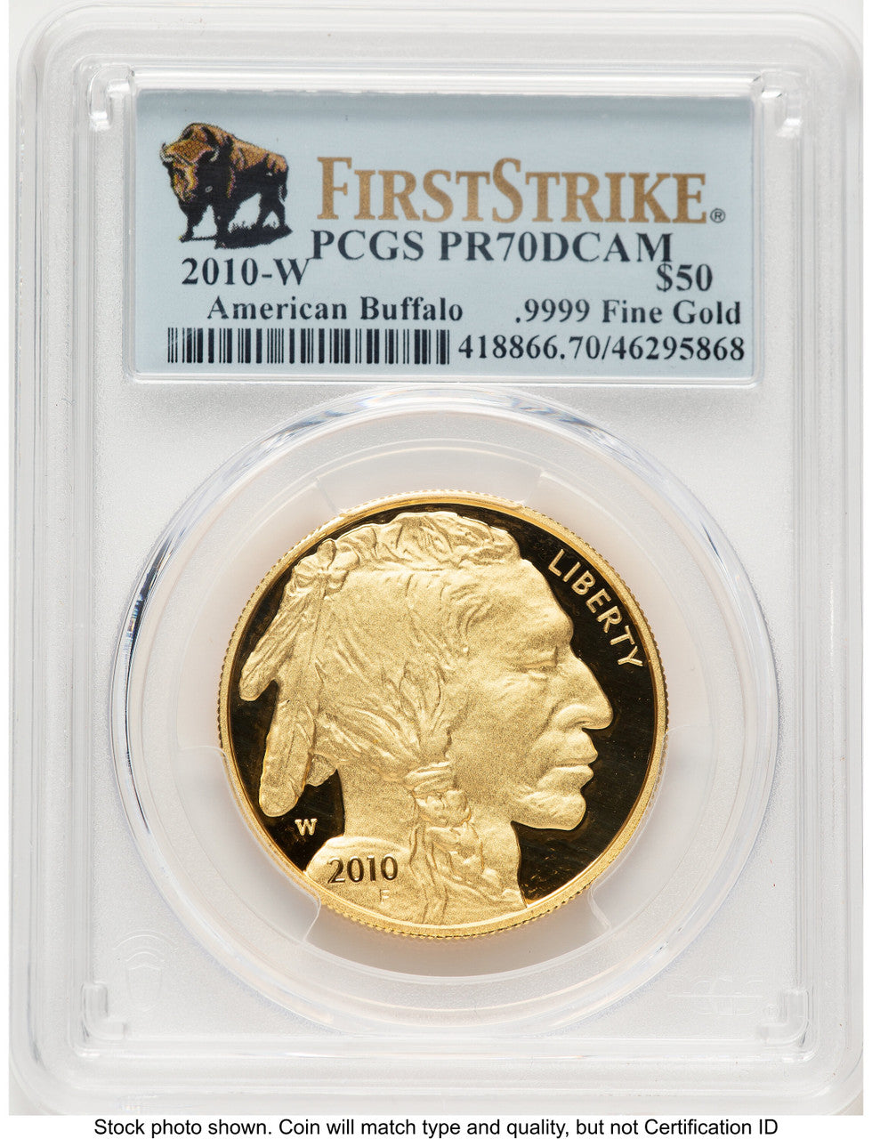 2010-W Proof Gold Buffalo 1 oz FS Bison Label PCGS PR70