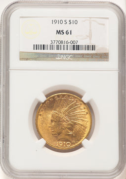1910-S $10 Indian Eagle NGC MS61 (507570016)
