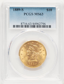 1889-S $10 Liberty Eagle PCGS MS63 (507588001)