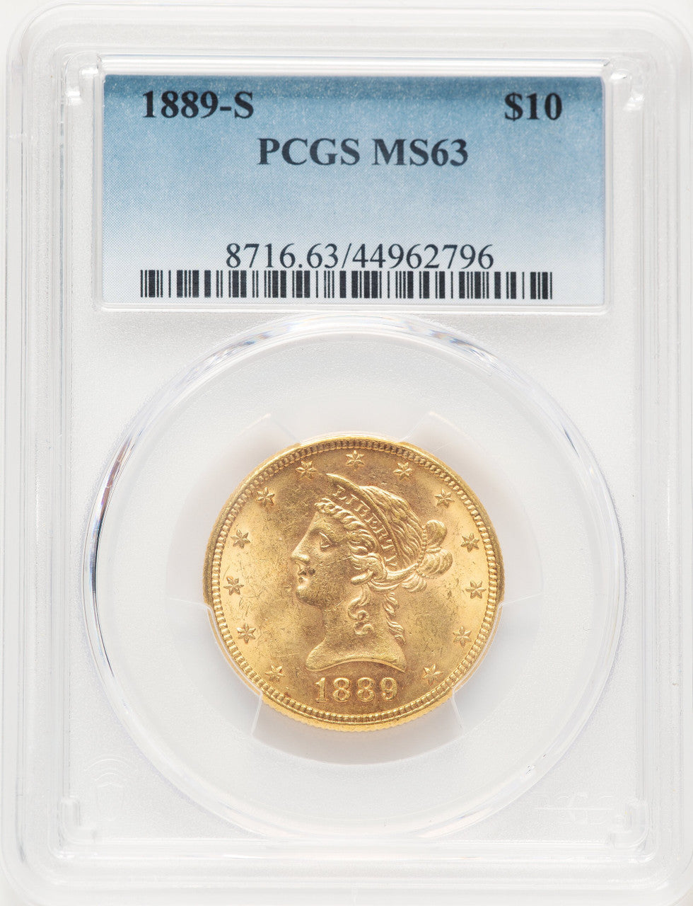 1889-S $10 Liberty Eagle PCGS MS63 (507588001)