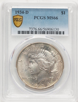 1934-D Peace Dollar PCGS MS66 (507631004)
