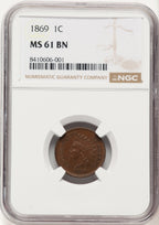 1869 1C BN Indian Cent NGC MS61