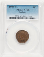 1909-S 1C Indian BN Indian Cent PCGS XF40 (507634039)