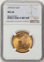 1910-D $10 Indian Eagle NGC MS66