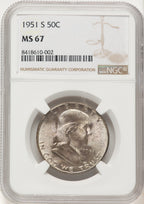 1951-S 50C Franklin Half Dollar NGC MS67