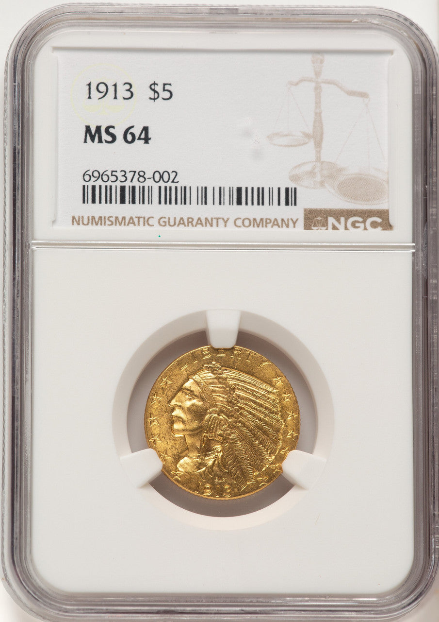 1913 $5 Indian Half Eagle NGC MS64 (507638197)