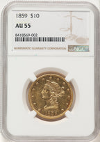 1859 $10 Liberty Eagle NGC AU55 (507638204)