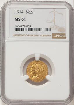 1914 $2.50 Indian Quarter Eagle NGC MS61