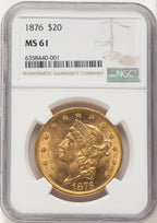 1876 $20 Liberty Double Eagle NGC MS61