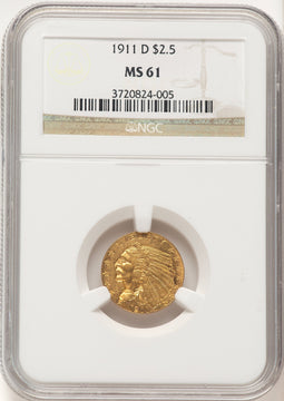1911-D $2.50 Indian Quarter Eagle NGC MS61 (507658003)