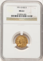 1911-D $2.50 Indian Quarter Eagle NGC MS61 (507658003)