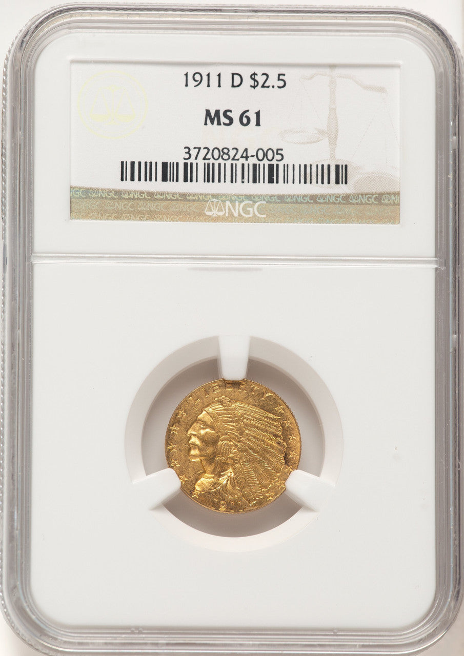 1911-D $2.50 Indian Quarter Eagle NGC MS61 (507658003)