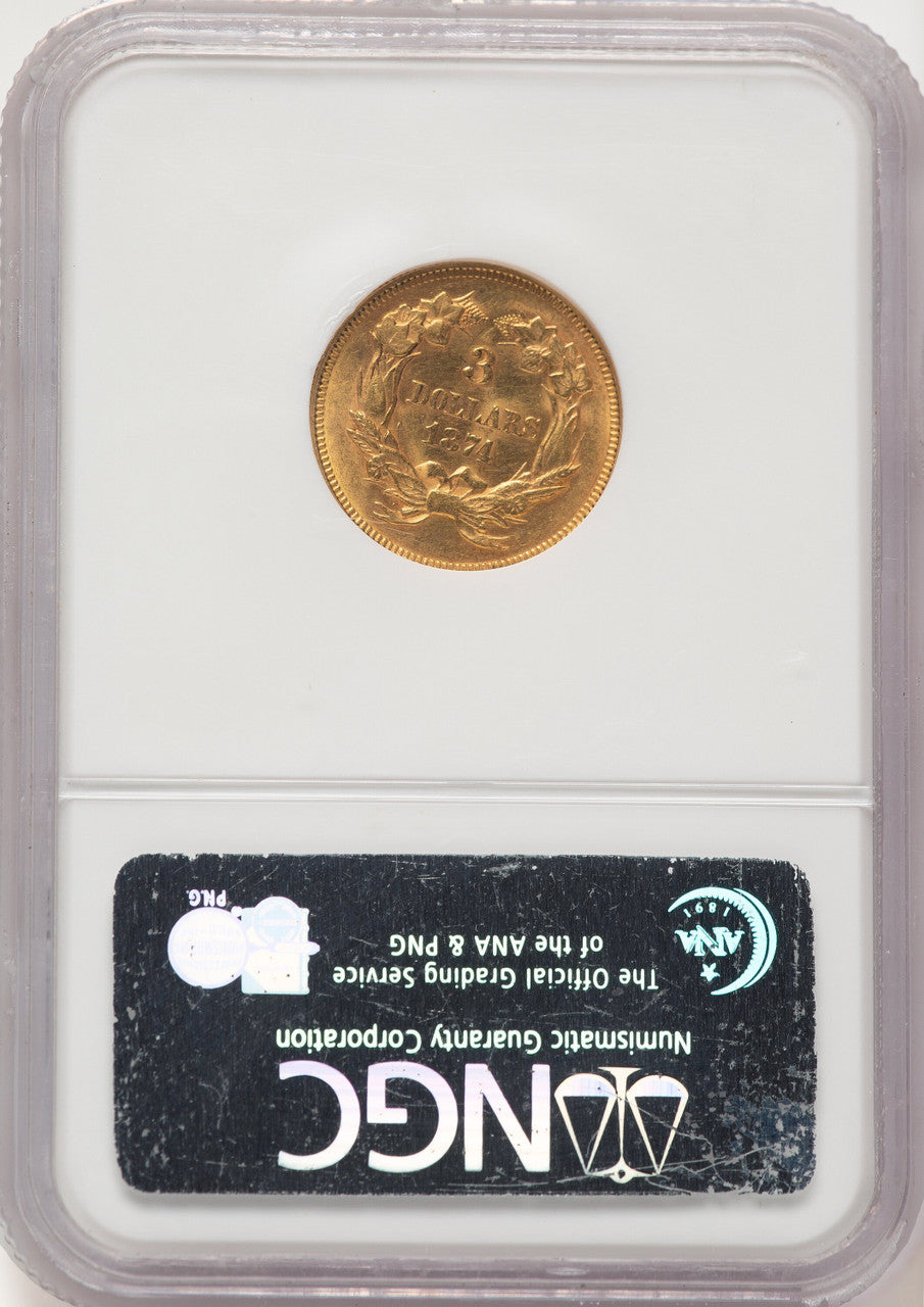 1874 $3 Three Dollar Gold Pieces NGC MS61