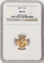 1857 G$1 Gold Dollar NGC MS64 (507658011)