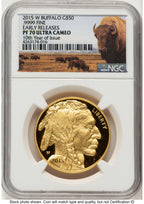 2015-W Proof Gold Buffalo 1 oz ER Bison Label NGC PF70