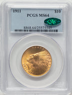 1911 $10 CAC Indian Eagle PCGS MS64