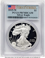 2015-W Proof Silver Eagle 1 oz FS Flag PCGS PR70