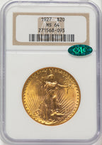 1927 $20 CAC Saint-Gaudens Double Eagle NGC MS64