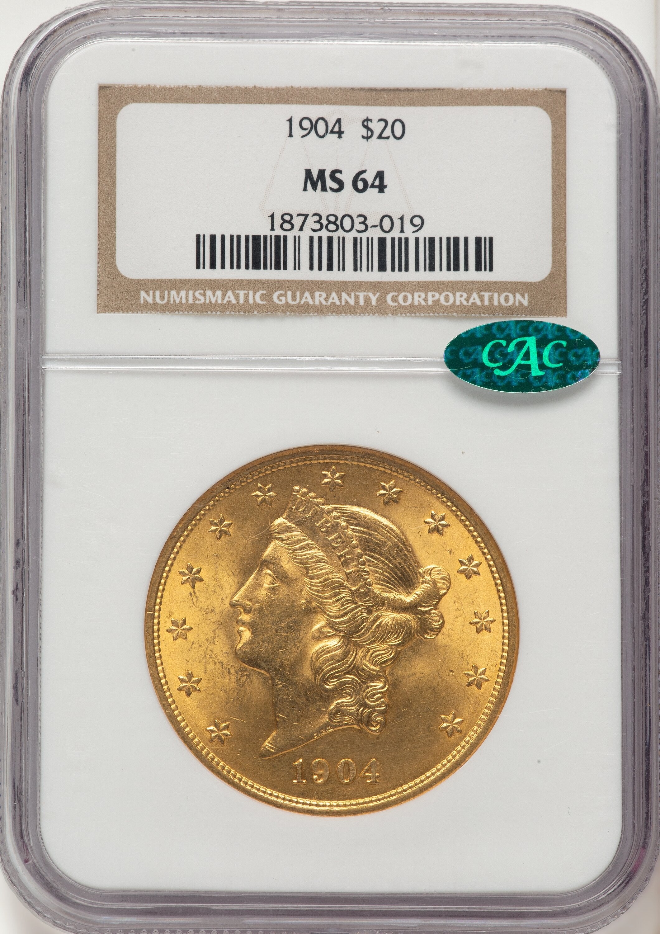 1904 $20 Liberty CAC Liberty Double Eagle NGC MS64