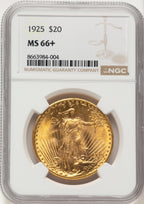 1925 $20 Saint-Gaudens Double Eagle NGC MS66+