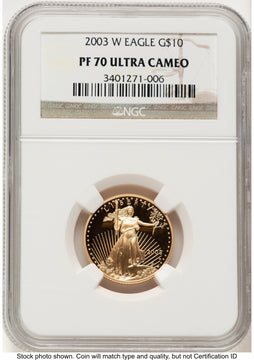 2003-W Proof Gold Eagle 1/4 oz Brown Label NGC PF70