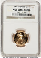 2003-W Proof Gold Eagle 1/4 oz Brown Label NGC PF70