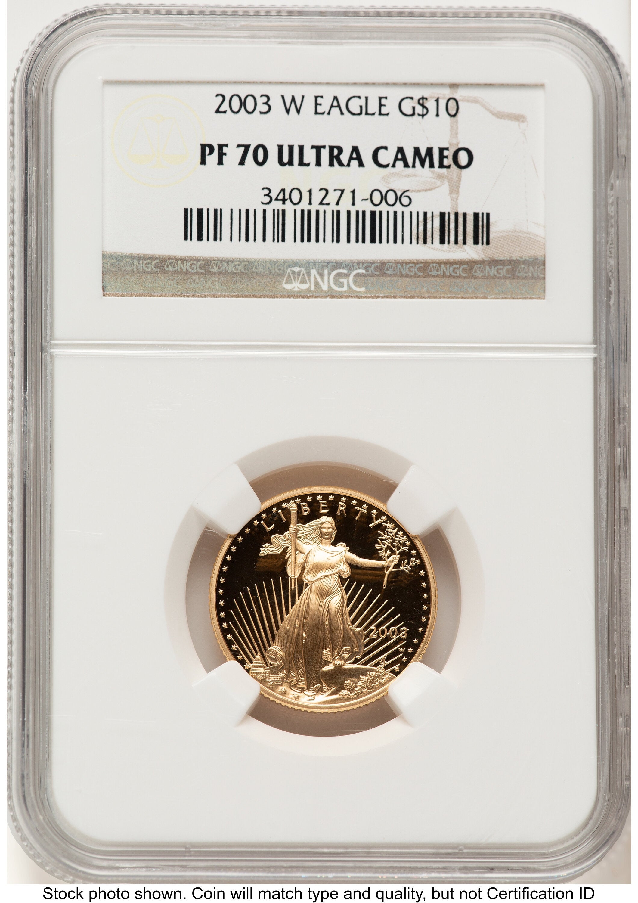 2003-W Proof Gold Eagle 1/4 oz Brown Label NGC PF70