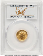 2016-W 10C Mercury Dime 100th Anniversary Gold FS PCGS MS70