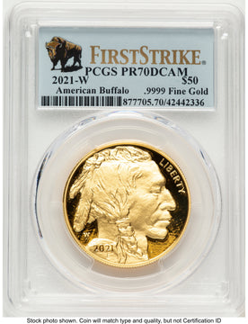 2021-W Proof Gold Buffalo 1 oz FS Bison Label PCGS PR70