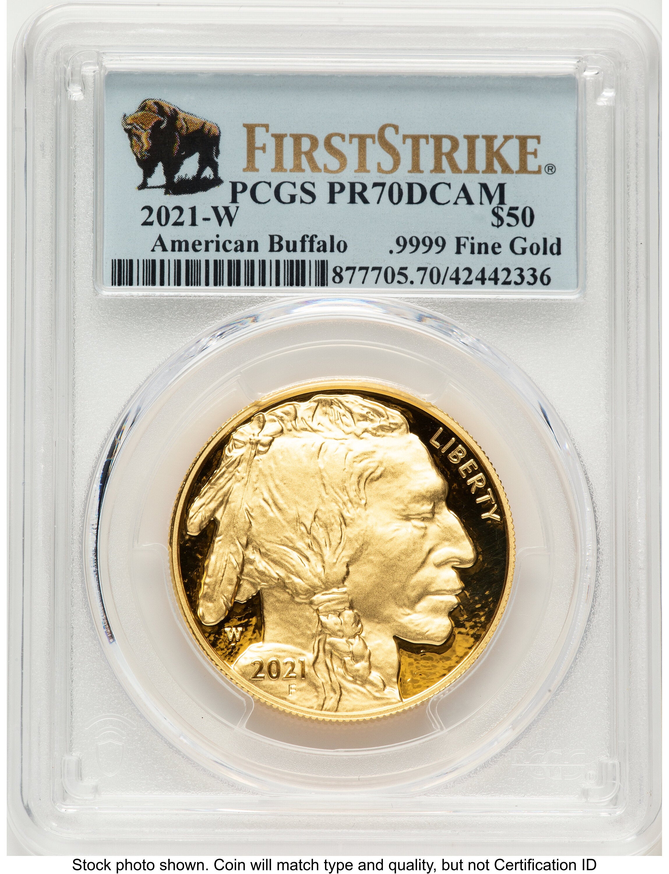 2021-W Proof Gold Buffalo 1 oz FS Bison Label PCGS PR70