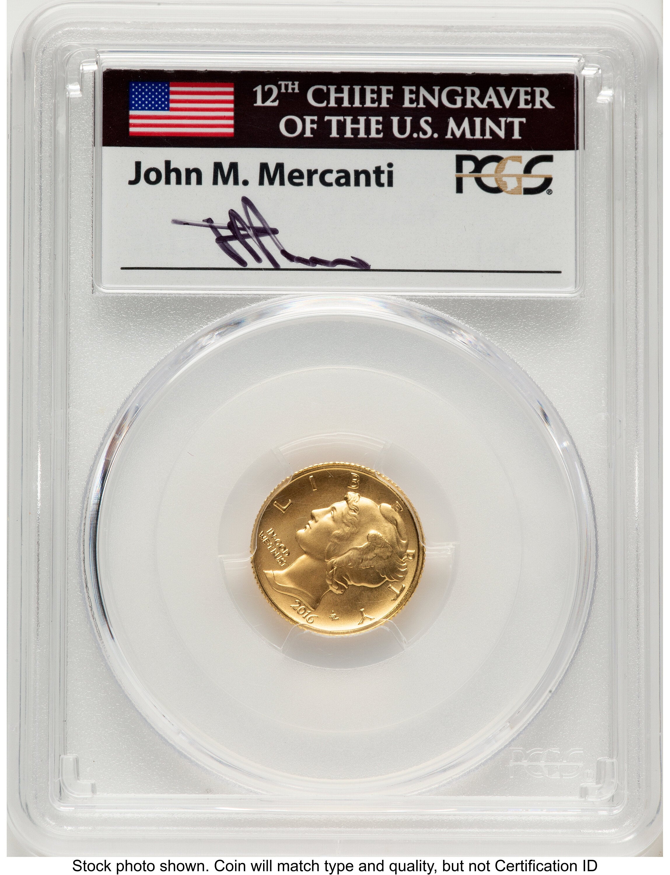 2016-W 10C Mercury Dime 100th Anniversary Gold Centennial FDI John Mercury Dime PCGS MS70 Mercanti