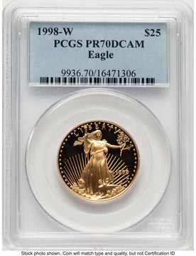 1998-W Proof Gold Eagle 1/2 oz Blue Label PCGS PR70