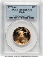 1998-W Proof Gold Eagle 1/2 oz Blue Label PCGS PR70