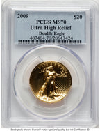 2009 G$20 Ultra High Relief Blue Label PCGS MS70