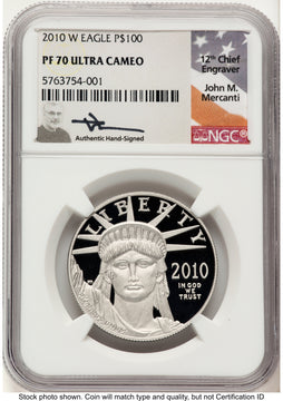 2010-W Proof Platinum Eagle 1 oz John NGC PF70 Mercanti