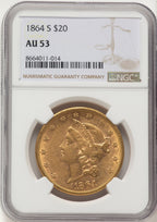 1864-S $20 Liberty Double Eagle NGC AU53