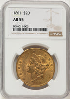 1861 $20 Liberty Double Eagle NGC AU55
