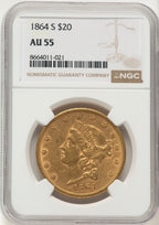 1864-S $20 Liberty Double Eagle NGC AU55